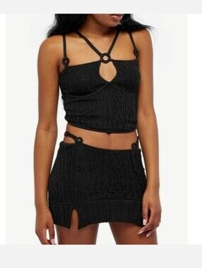 DANIELLE GUIZIO CROCHET OPEN KNIT SKIRT
